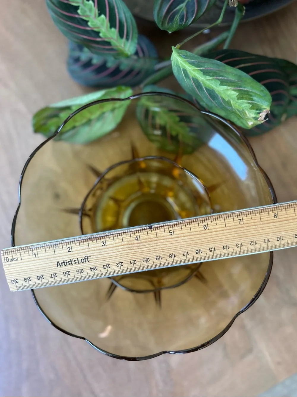 Vintage Amber Glass Ruffled Bowl Set (2-Piece)